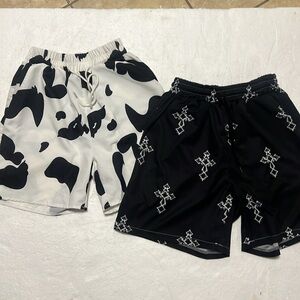 2 pair Romwe cow print and cross print shorts